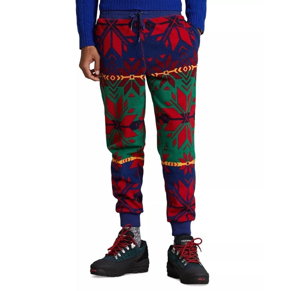 Polo Ralph Lauren Mens Snowflake Fleece Sweatpants Red Blue M 710881737001